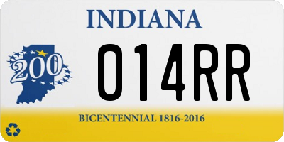 IN license plate 014RR