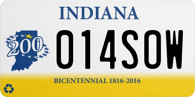 IN license plate 014SOW