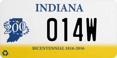 IN license plate 014W