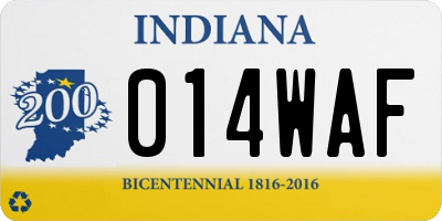 IN license plate 014WAF