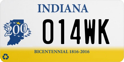 IN license plate 014WK