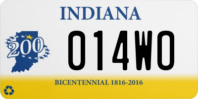 IN license plate 014WO