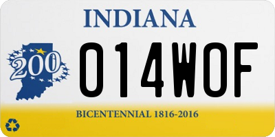IN license plate 014WOF