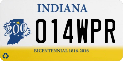 IN license plate 014WPR