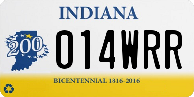 IN license plate 014WRR