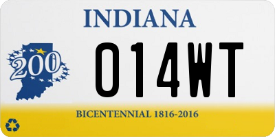 IN license plate 014WT