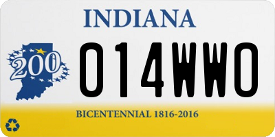 IN license plate 014WWO