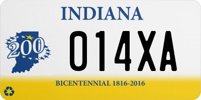 IN license plate 014XA