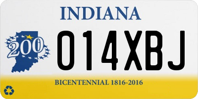 IN license plate 014XBJ