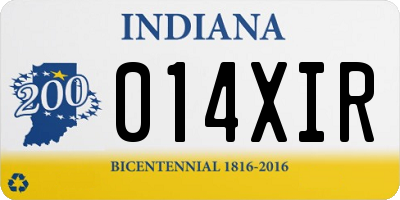 IN license plate 014XIR