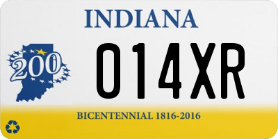 IN license plate 014XR