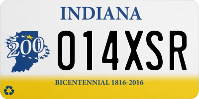 IN license plate 014XSR