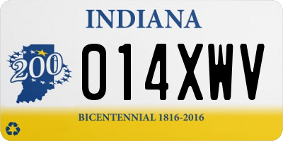 IN license plate 014XWV