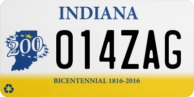 IN license plate 014ZAG