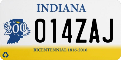 IN license plate 014ZAJ
