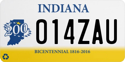 IN license plate 014ZAU