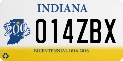 IN license plate 014ZBX