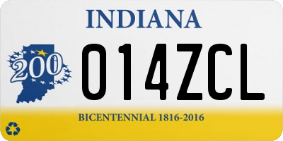 IN license plate 014ZCL