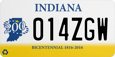 IN license plate 014ZGW
