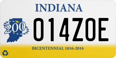 IN license plate 014ZOE