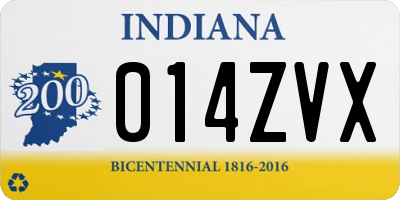 IN license plate 014ZVX