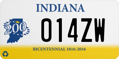 IN license plate 014ZW