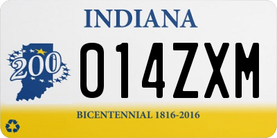 IN license plate 014ZXM