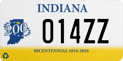 IN license plate 014ZZ