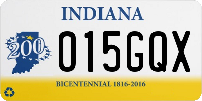 IN license plate 015GQX