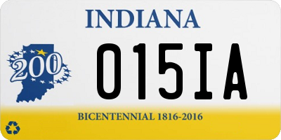 IN license plate 015IA