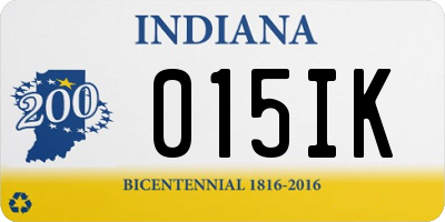 IN license plate 015IK