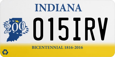 IN license plate 015IRV