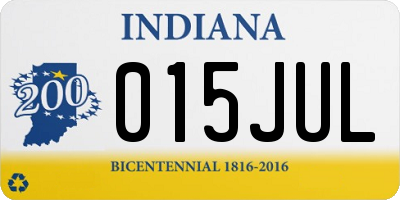 IN license plate 015JUL