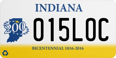 IN license plate 015LOC