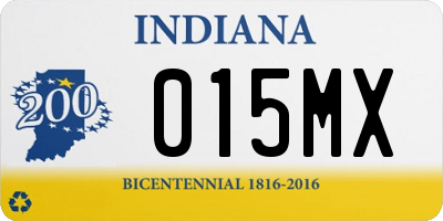 IN license plate 015MX