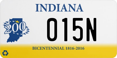 IN license plate 015N