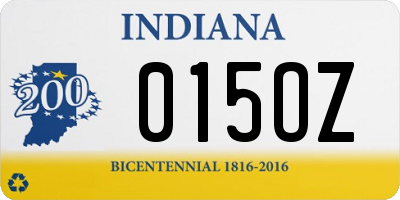 IN license plate 015OZ