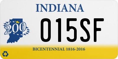 IN license plate 015SF