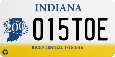IN license plate 015TOE