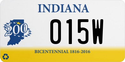 IN license plate 015W