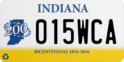 IN license plate 015WCA
