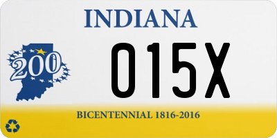 IN license plate 015X