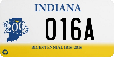 IN license plate 016A