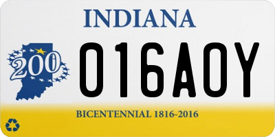 IN license plate 016AOY