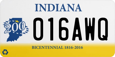 IN license plate 016AWQ