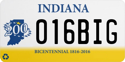 IN license plate 016BIG