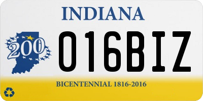 IN license plate 016BIZ