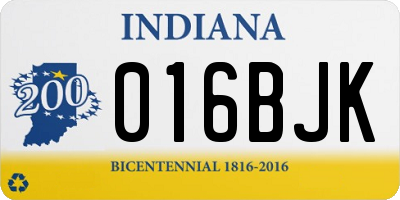 IN license plate 016BJK