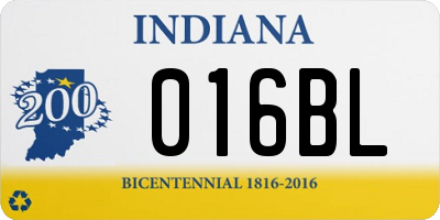IN license plate 016BL