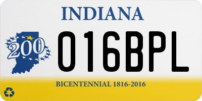 IN license plate 016BPL